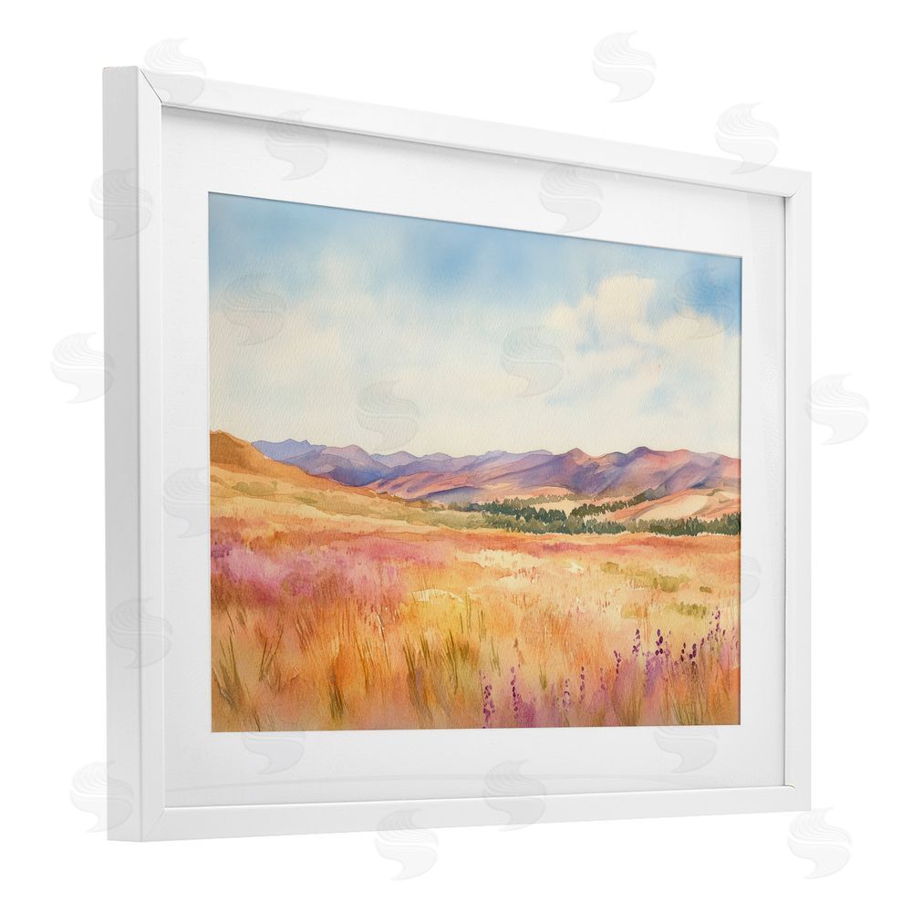 Petal Prints Design Pastel Valley Panorama White Framed Print Under Glass Wall Art