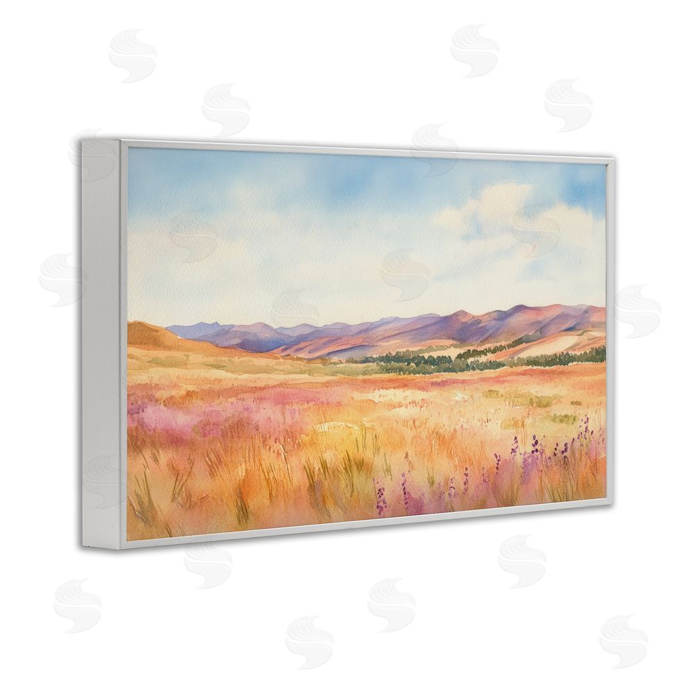 Petal Prints Design Pastel Valley Panorama White Framed Giclee Wall Art