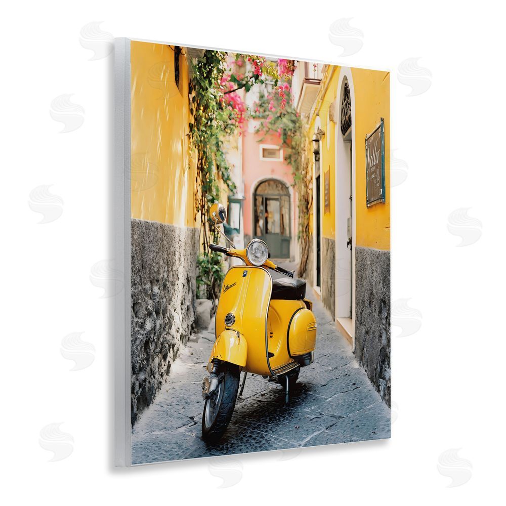 Franklyn Gregory Yellow Moped in Alley Wall Plaque Printed Art