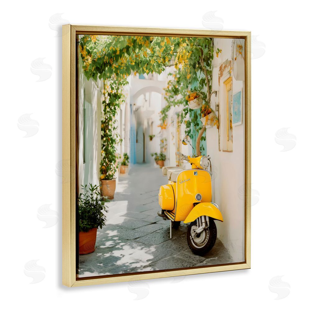 Franklyn Gregory Vacation Ride Through Alley Gold Floating Framed Canvas Wall Art Print