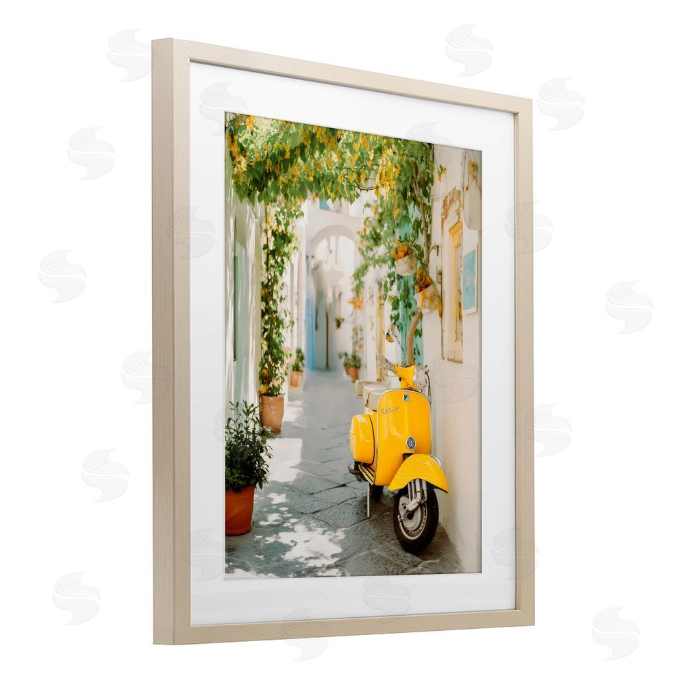 Franklyn Gregory Vacation Ride Through Alley Brown Framed Print Under Glass with White Mat Wall Art