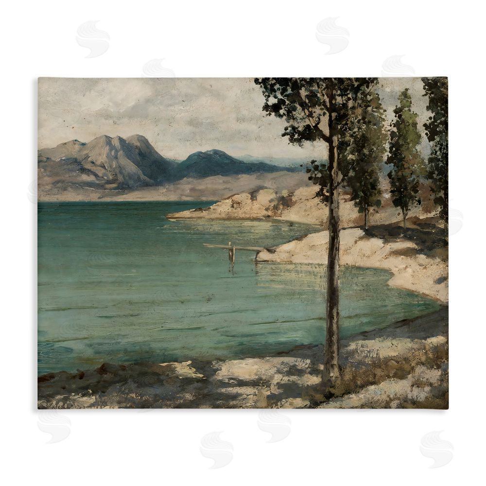 Arlington Prints Tranquil Shore with Trees Stretched Canvas Wall Art Print