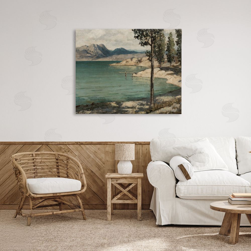Arlington Prints Tranquil Shore with Trees Stretched Canvas on Wall