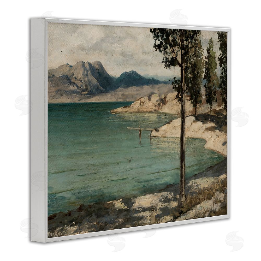 Arlington Prints Tranquil Shore with Trees White Framed Giclee Wall Art Print