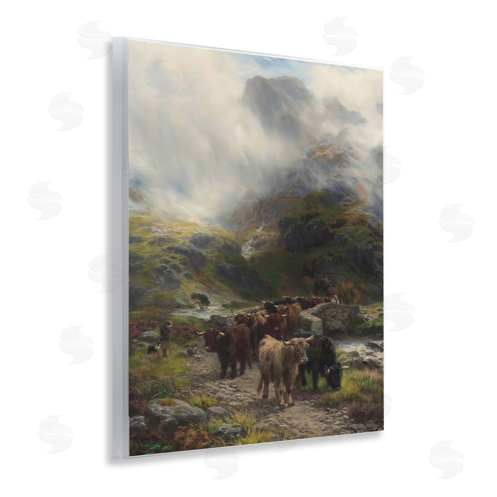 Arlington Prints Moody Highland Cows Herd Wall Plaque Home Decor Art Print