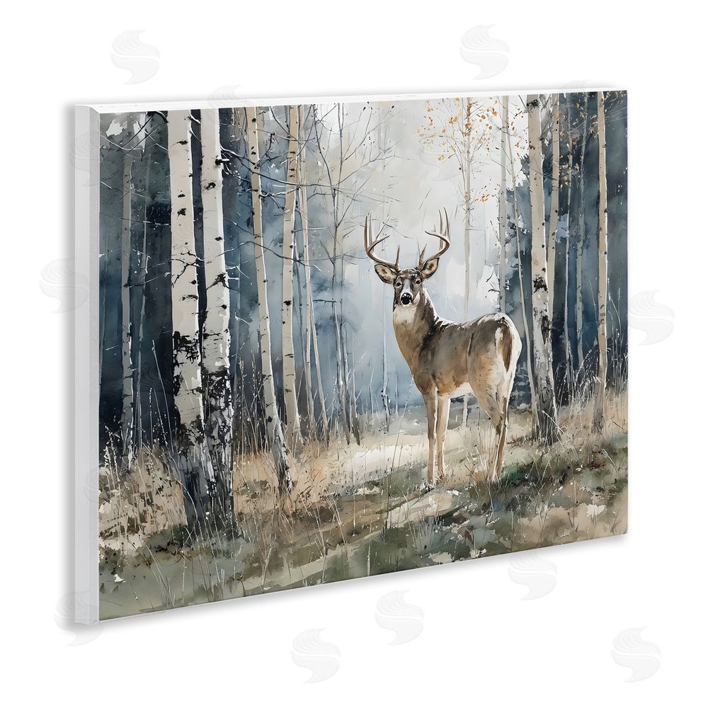 Franklyn Gregory Lone Stag in Birch Forest Wall Plaque Home Decor Art Print