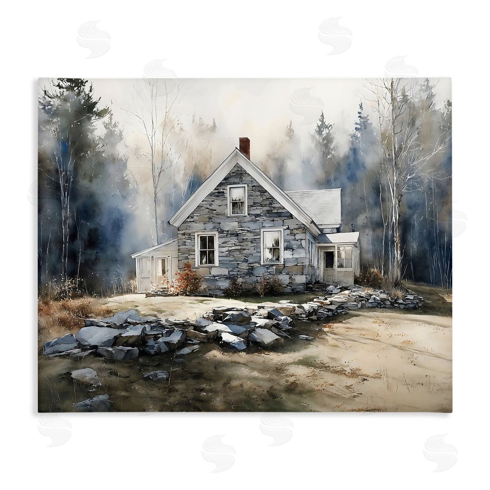 Franklyn Gregory Rustic Cottage Among the Trees Stretched Canvas Wall Art
