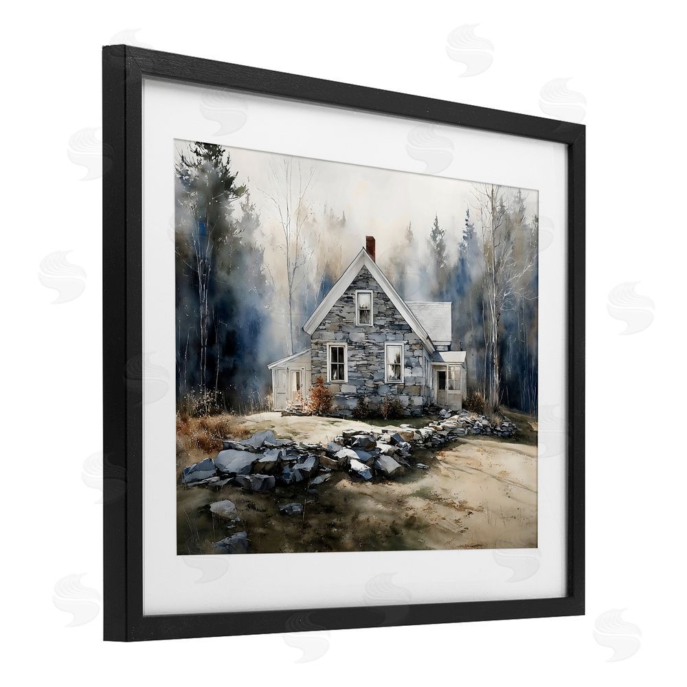 Franklyn Gregory Rustic Cottage Among the Trees Black Framed Print Under Glass Wall Art