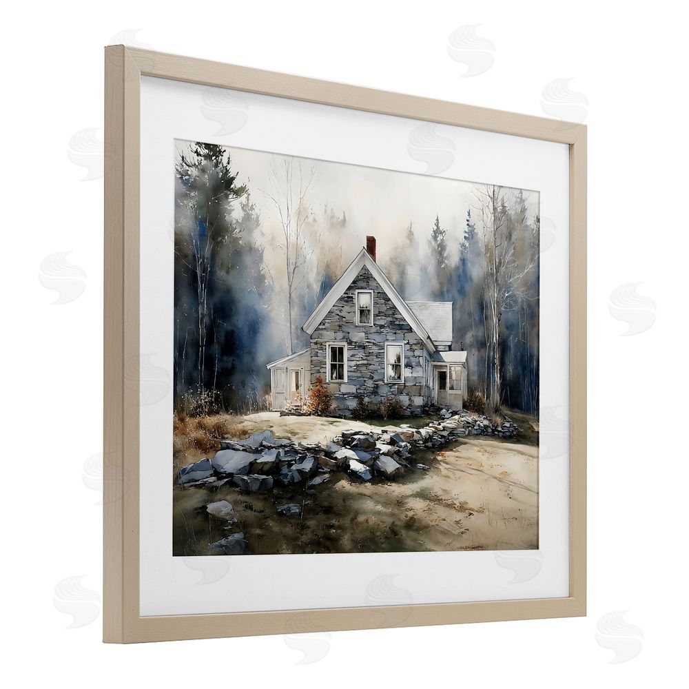 Franklyn Gregory Rustic Cottage Among the Trees Brown Framed Print Under Glass Wall Art