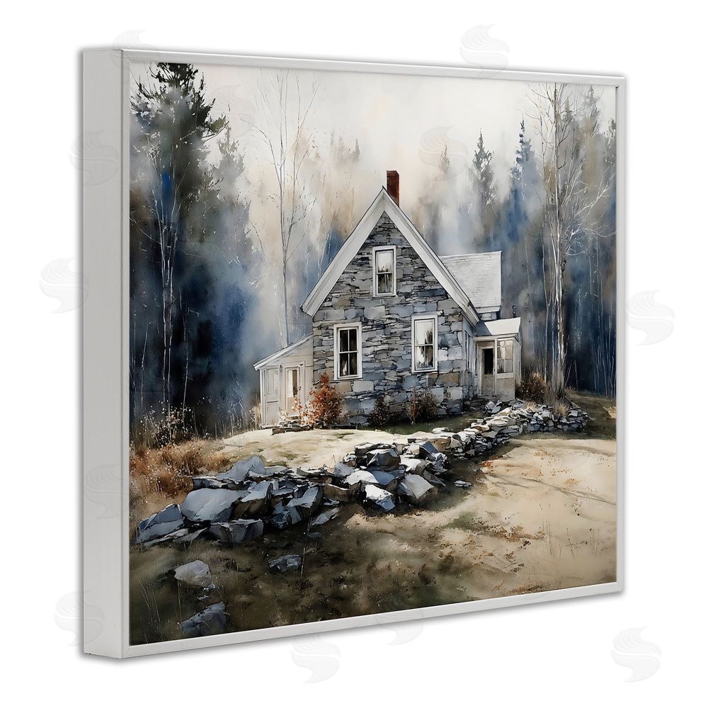 Franklyn Gregory Rustic Cottage Among the Trees White Framed Giclee Wall Art