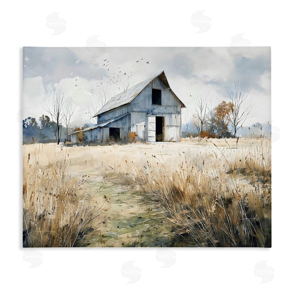 Franklyn Gregory Old Blue Barn in Farmland Stretched Canvas Wall Art