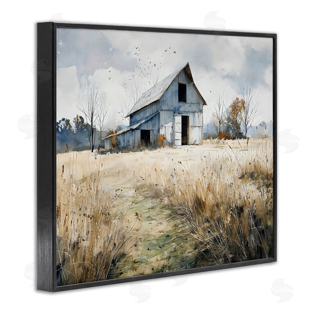 Franklyn Gregory Old Blue Barn in Farmland Black Framed Giclee Wall Art