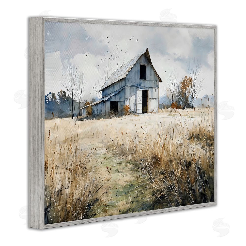 Franklyn Gregory Old Blue Barn in Farmland Gray Framed Giclee Wall Art
