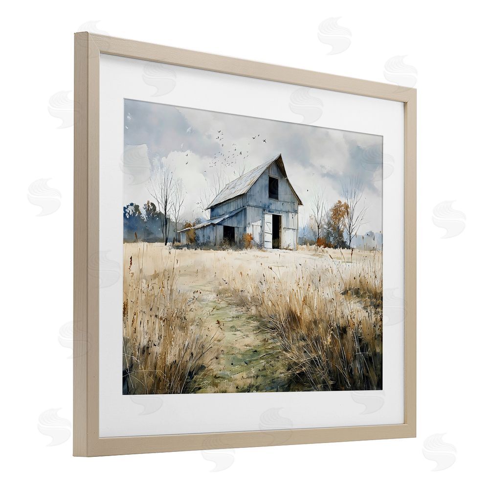 Franklyn Gregory Old Blue Barn in Farmland Brown Framed Print Under Glass Wall Art