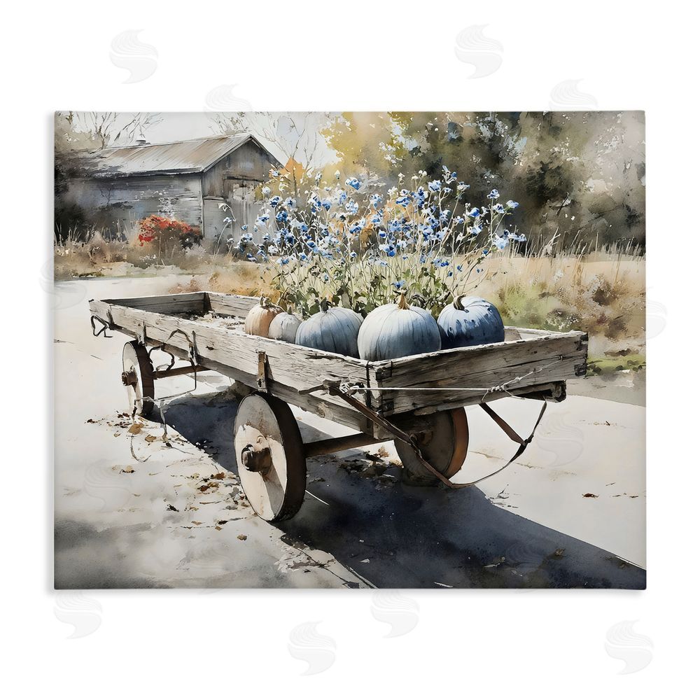 Franklyn Gregory Blue Pumpkin Wagon in Sunlight Stretched Canvas Wall Art Print