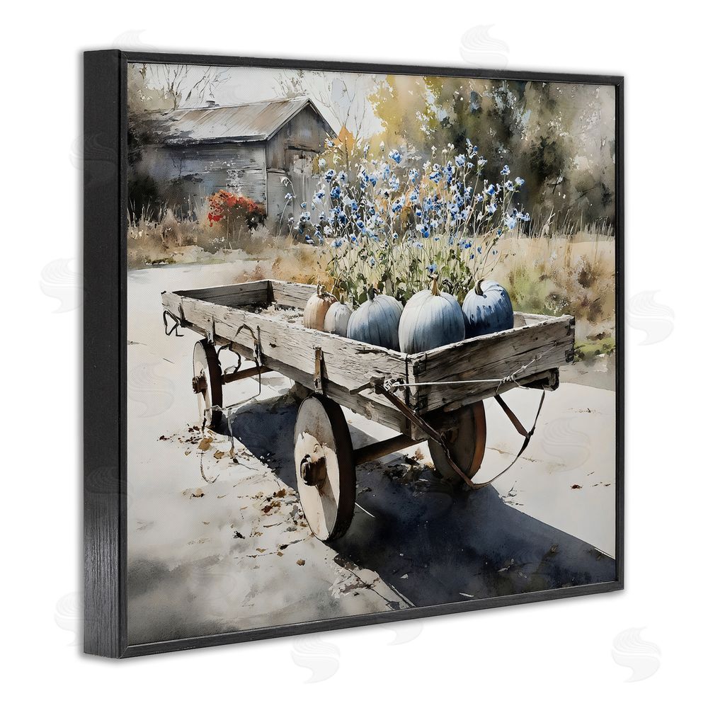 Franklyn Gregory Blue Pumpkin Wagon in Sunlight Black Framed Giclee Wall Art Print