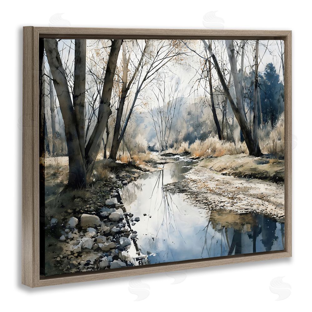 Franklyn Gregory Serene Reflections at Autumn Creek Brown Floating Framed Canvas Wall Art Print