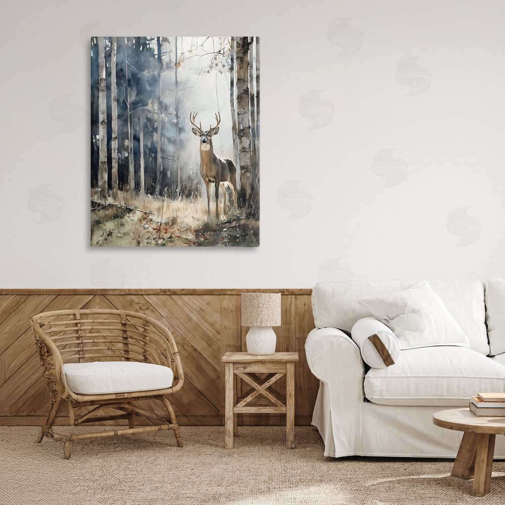 Franklyn Gregory Deer In The Woods Stretched Canvas Wall Art in Room