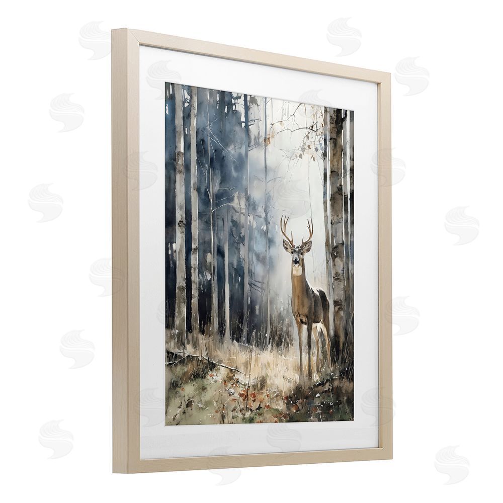Franklyn Gregory Deer In The Woods Brown Framed Print Under Glass Wall Art