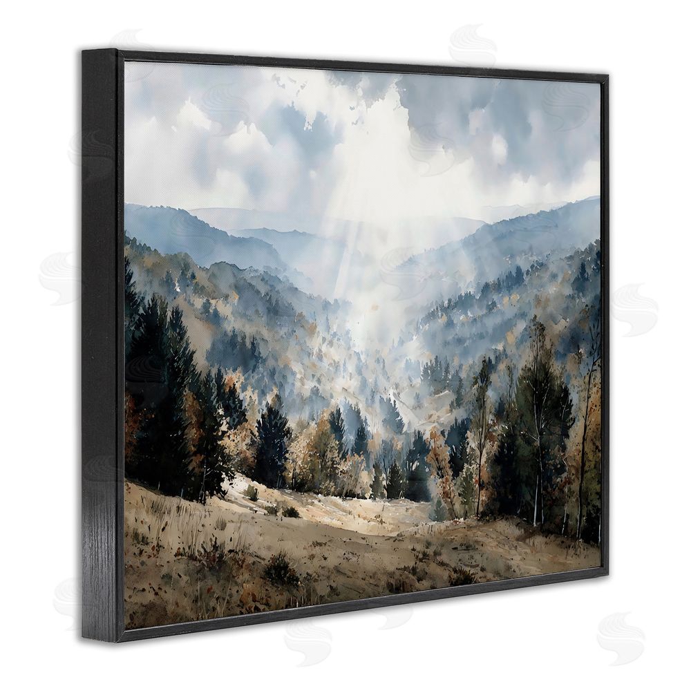 Franklyn Gregory Sunlit Fall Valley Beams Black Framed Giclee Wall Art Print