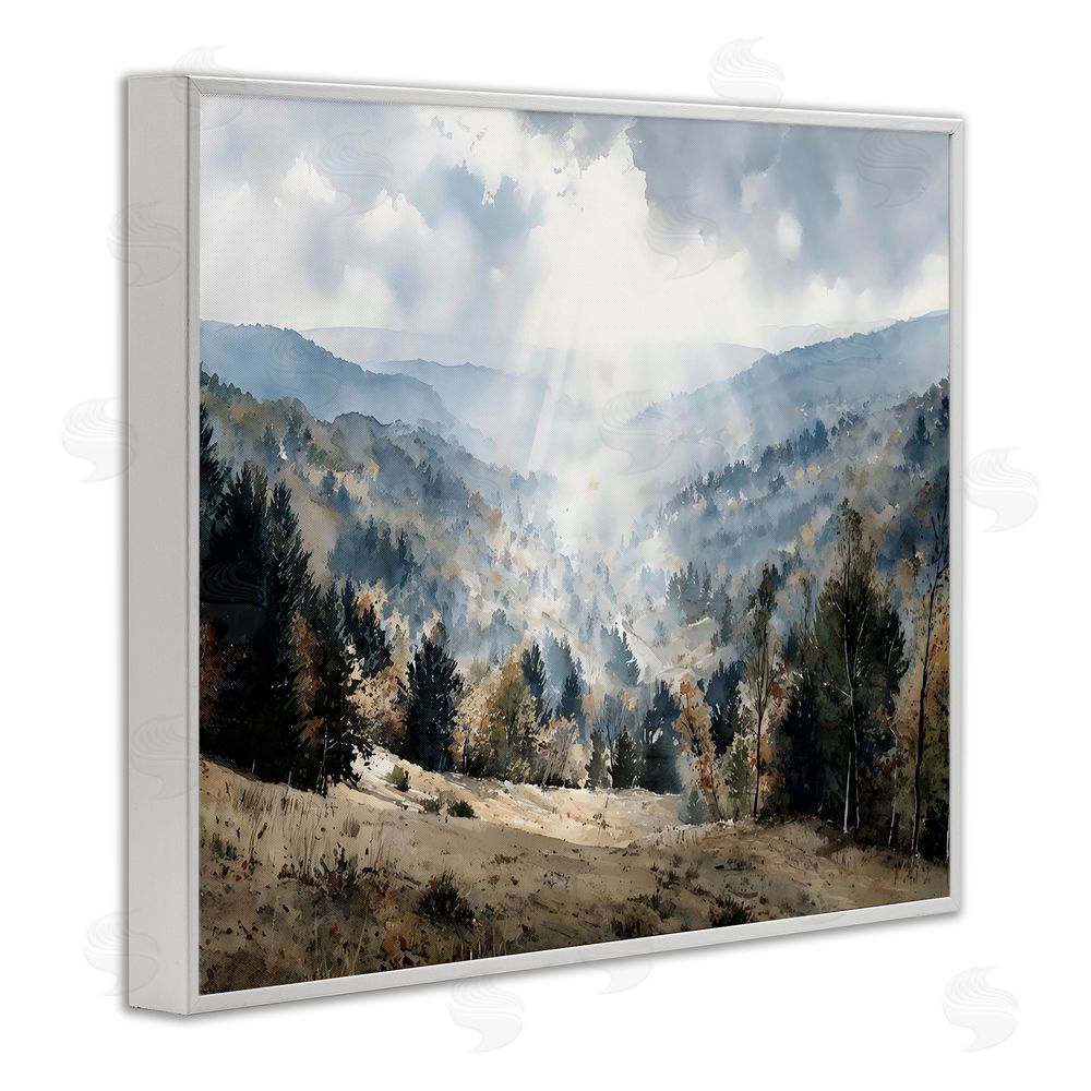 Franklyn Gregory Sunlit Fall Valley Beams White Framed Giclee Wall Art Print