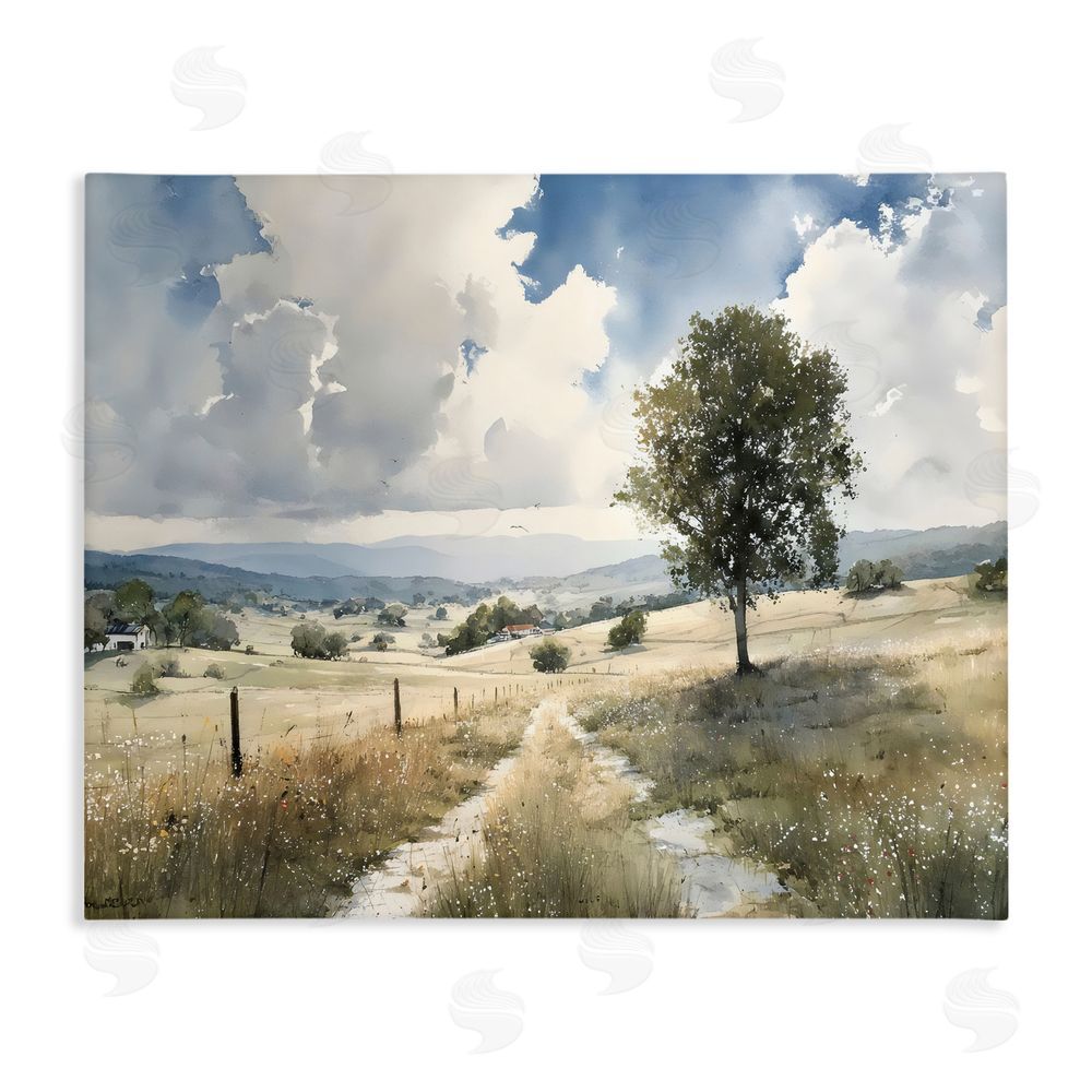 Franklyn Gregory Wagon Road Through Meadow Stretched Canvas Wall Art Print
