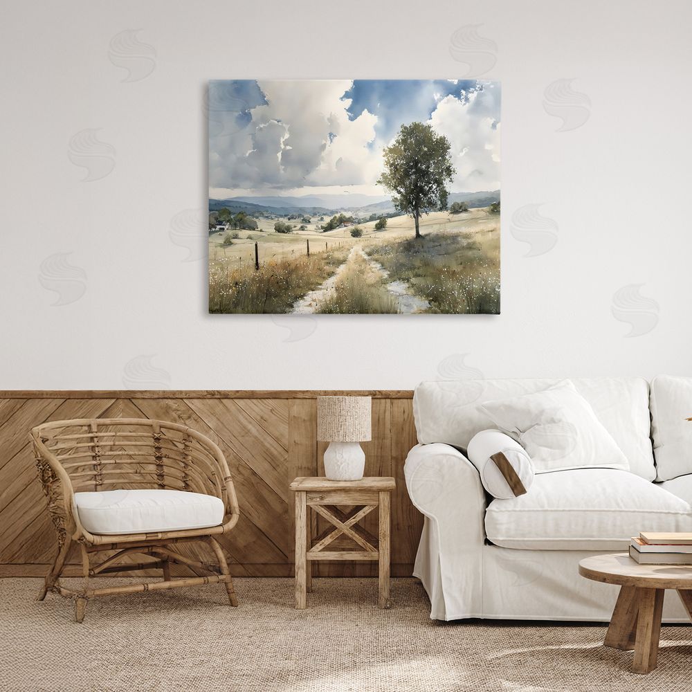 Franklyn Gregory Wagon Road Through Meadow Stretched Canvas on Wall