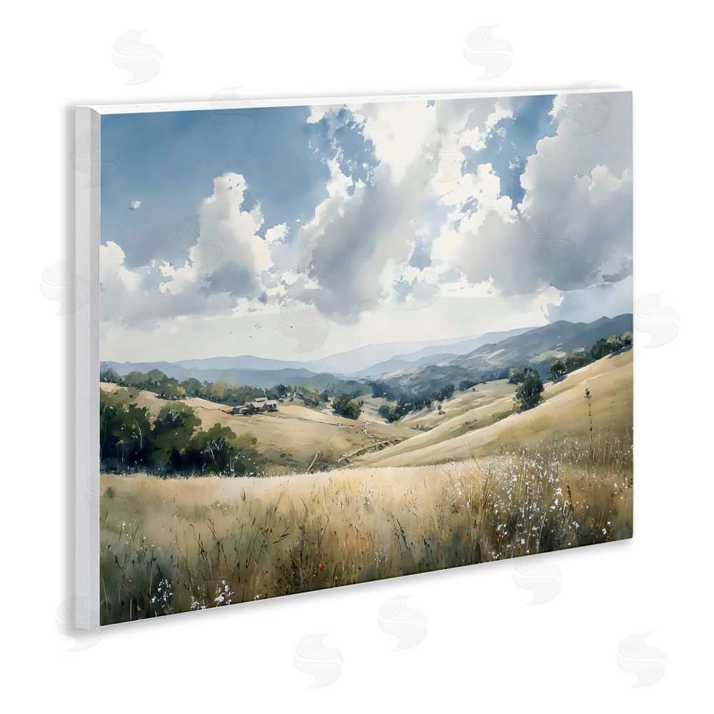 Franklyn Gregory Distant Hill House in Meadow Wall Plaque with Fixed Lithograph Print