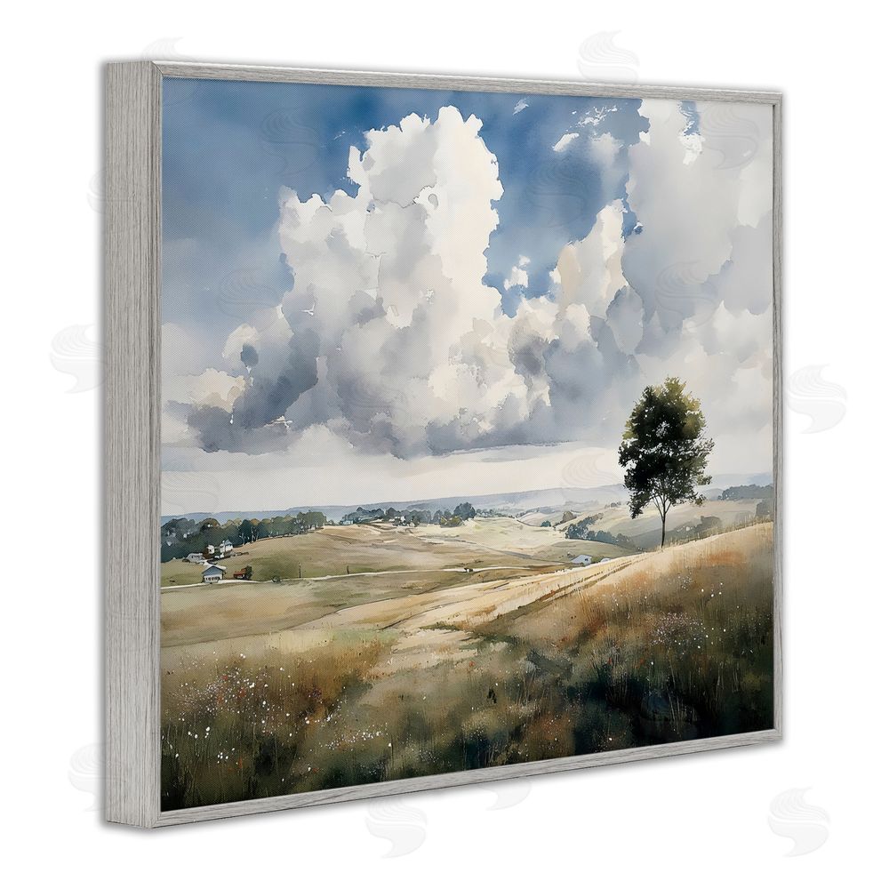 Franklyn Gregory Pretty Hills with Solitary Tree Gray Framed Giclee Wall Art