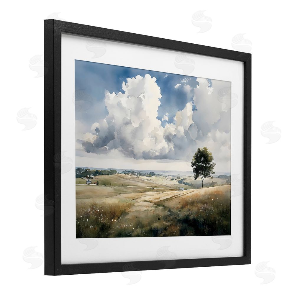 Franklyn Gregory Pretty Hills with Solitary Tree Black Framed Print Under Glass Wall Art