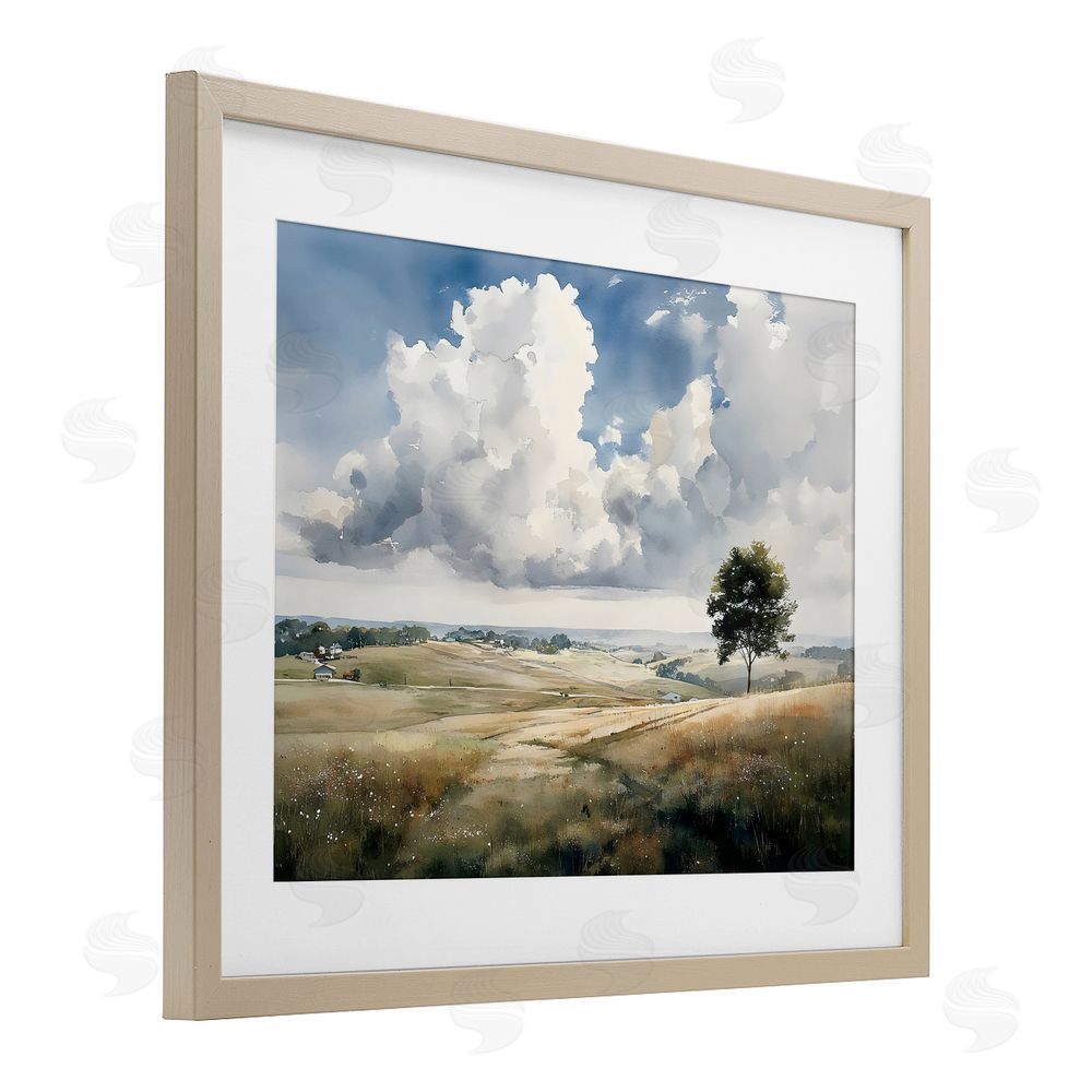 Franklyn Gregory Pretty Hills with Solitary Tree Brown Framed Print Under Glass Wall Art