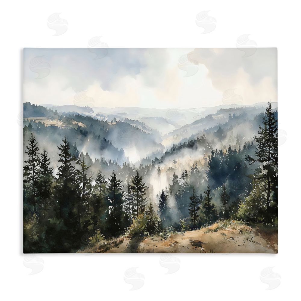 Franklyn Gregory Misty Tree Tops Vista Stretched Canvas Wall Art