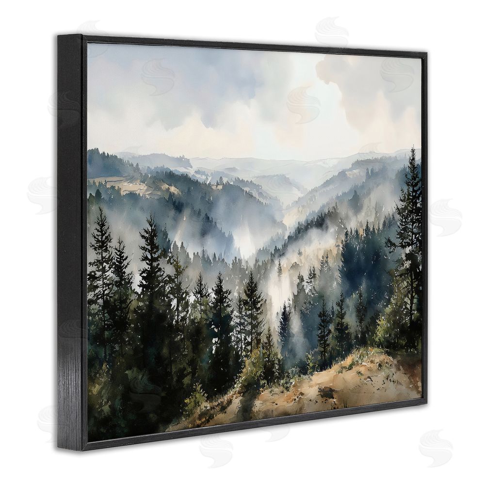 Franklyn Gregory Misty Tree Tops Vista Black Framed Giclee Wall Art