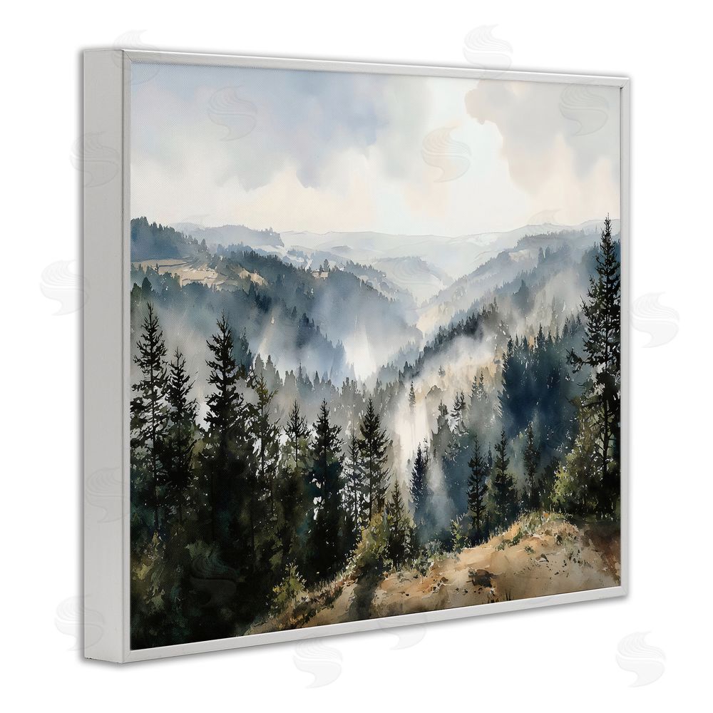 Franklyn Gregory Misty Tree Tops Vista White Framed Giclee Wall Art