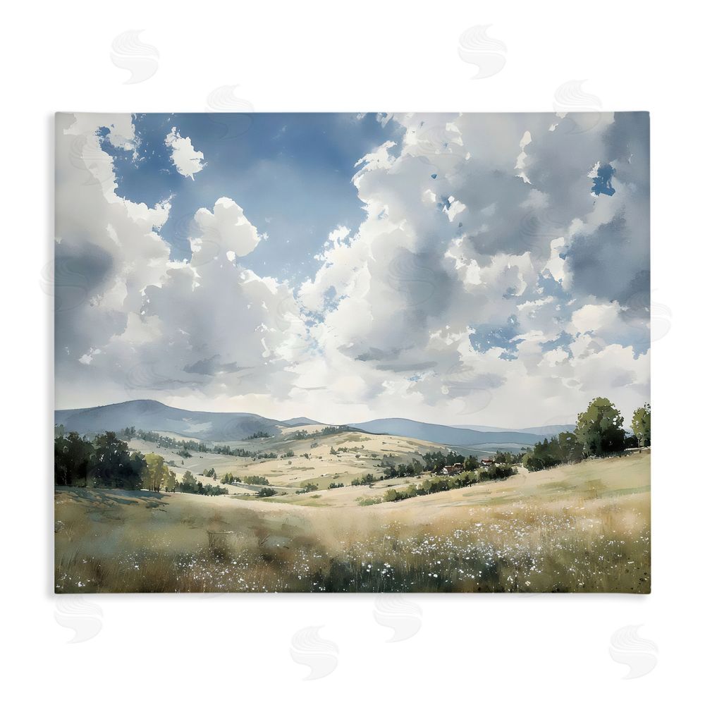 Franklyn Gregory Cloudy Hills Meadow Stretched Canvas Wall Art