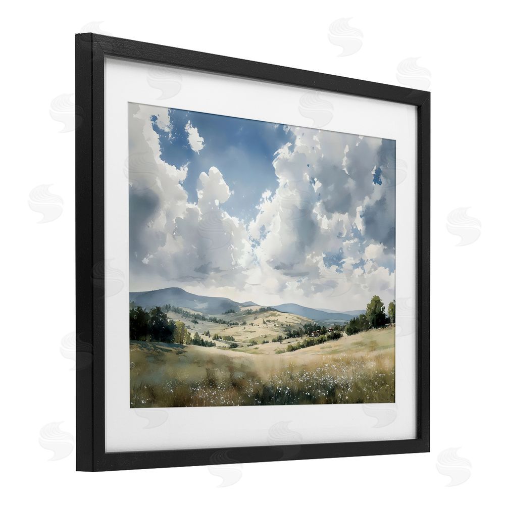 Franklyn Gregory Cloudy Hills Meadow Black Framed Print Under Glass Wall Art