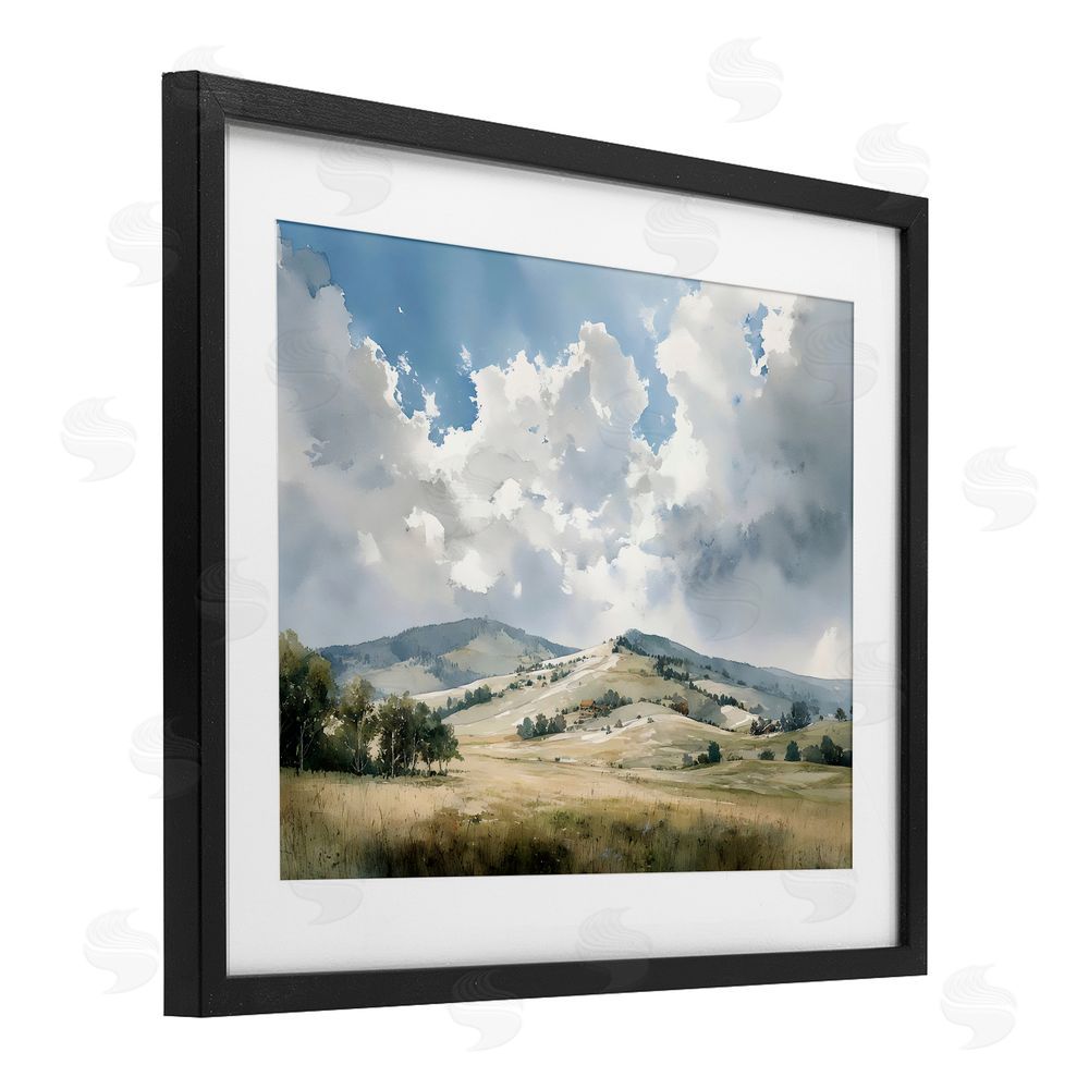 Franklyn Gregory Tranquil Hills Meadow Black Framed Print Under Glass with White Mat Wall Art