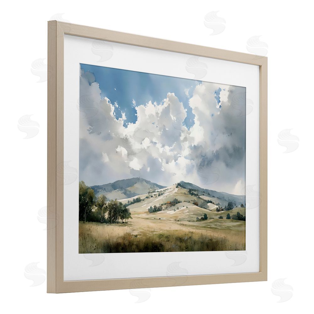 Franklyn Gregory Tranquil Hills Meadow Brown Framed Print Under Glass with White Mat Wall Art
