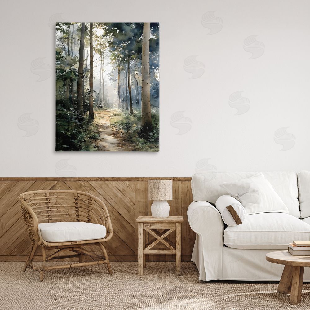 Franklyn Gregory Forest Path in Morning Stretched Canvas Wall Art in Room