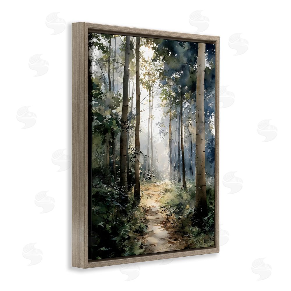 Franklyn Gregory Forest Path in Morning Brown Floating Framed Canvas Wall Art