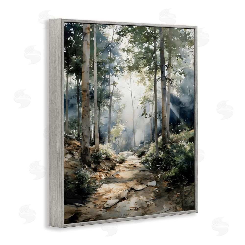 Franklyn Gregory Through The Woods Pathway Gray Framed Giclee Wall Art Print