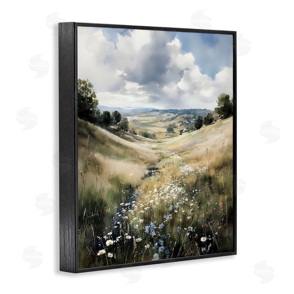 Franklyn Gregory Floral Valley of Wild Daisies Black Framed Giclee Wall Art