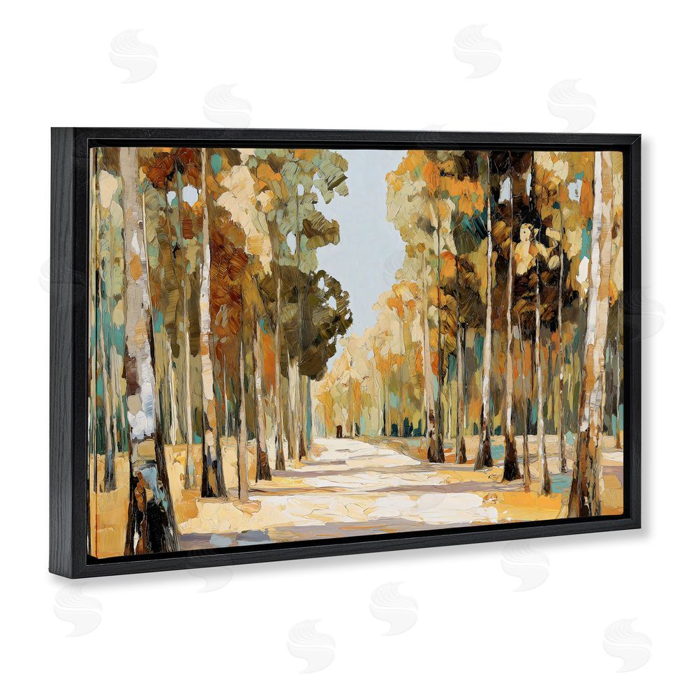 Gina Kelly Modern Impressionist Fall Forest Black Floating Framed Canvas Wall Art