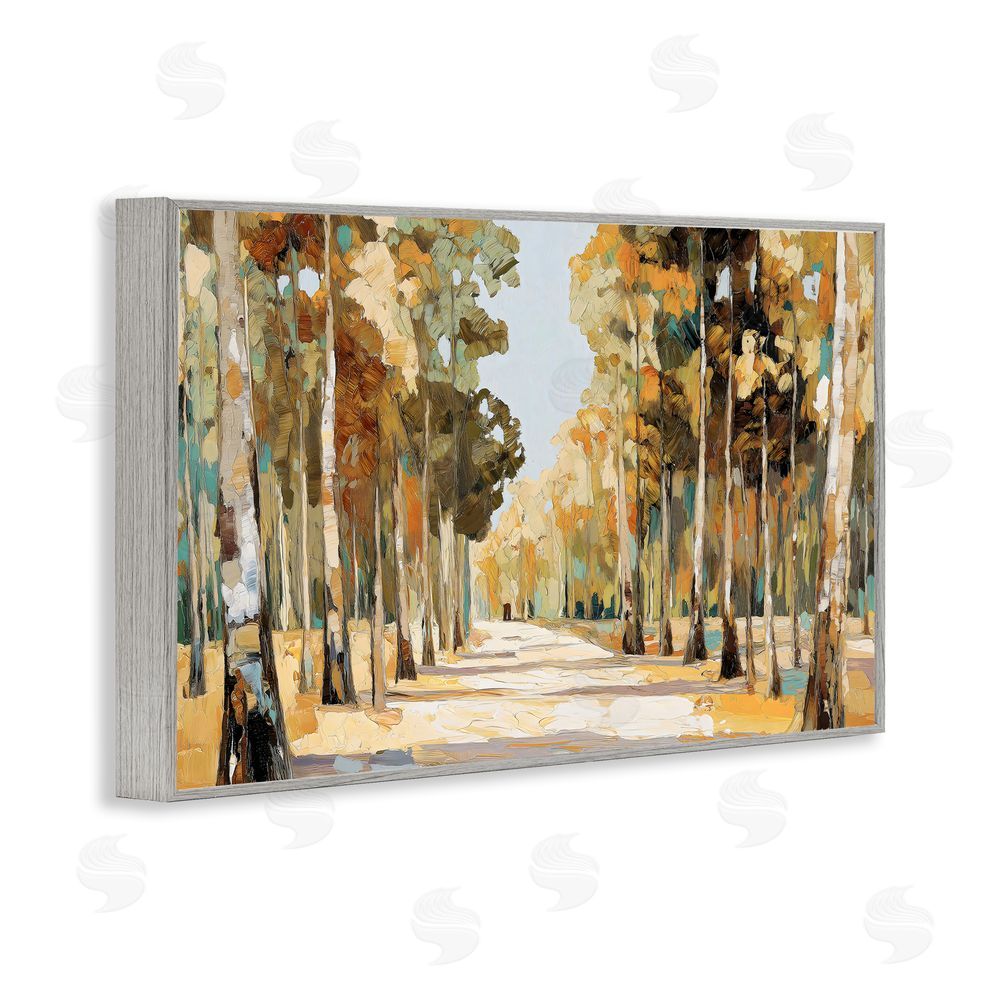 Gina Kelly Modern Impressionist Fall Forest Gray Framed Giclee Wall Art