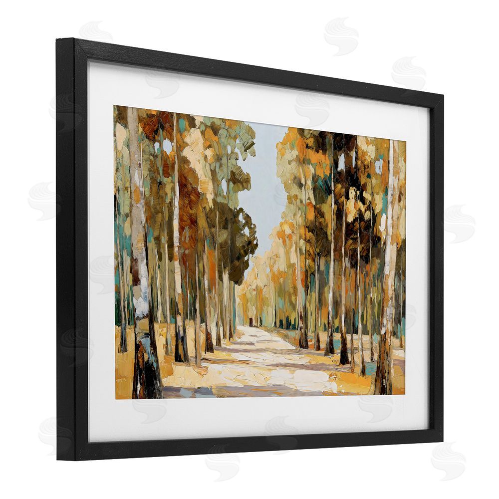 Gina Kelly Modern Impressionist Fall Forest Black Framed Print Under Glass Wall Art