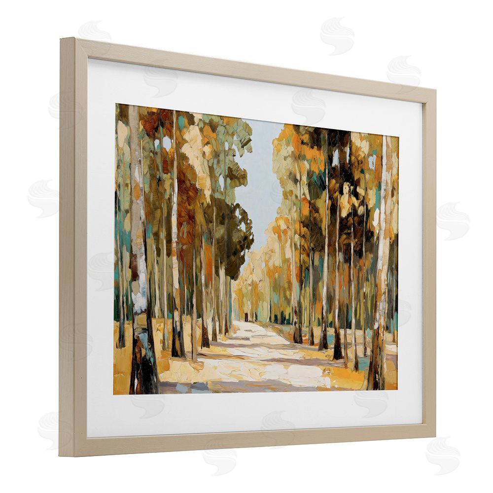 Gina Kelly Modern Impressionist Fall Forest Brown Framed Print Under Glass Wall Art