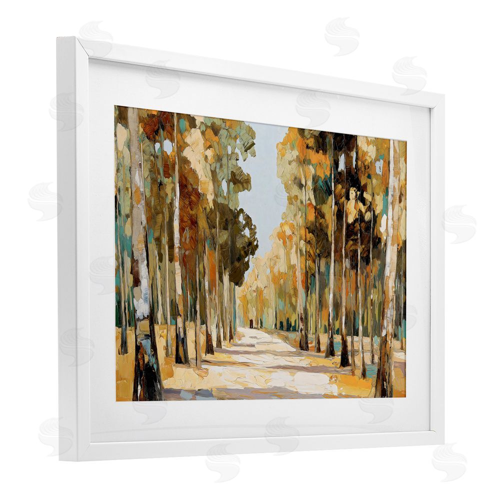 Gina Kelly Modern Impressionist Fall Forest White Framed Print Under Glass Wall Art