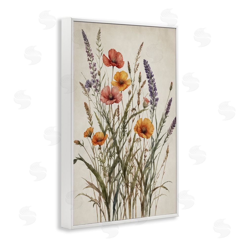 Nataly White Vintage Collection of Meadow Botanicals White Framed Giclee Wall Art Print