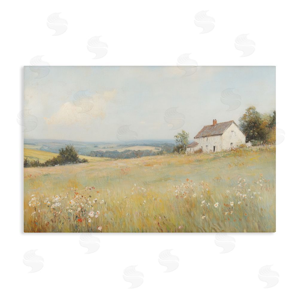 Petal Prints Design Little House In The Prairie Stretched Canvas Wall Art