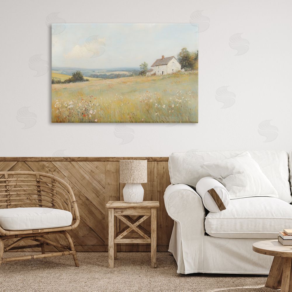 Petal Prints Design Little House In The Prairie Stretched Canvas Wall Art in Room